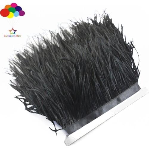 Beautiful Black 1/5/10 Meter Ostrich Feather Cloth Trims 3.15-6 Inches/8-15 Cm Ribbon for Carnival Party Costume Diy Headress