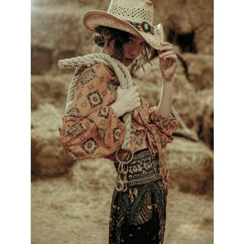 LUCKYLIANJI Womens Mens Unisexs Hard Raffia Hollow Wide Brim Sun Beach Cowboy Hat Turquoise Vintage Hat Band ( Size 56- 58cm)