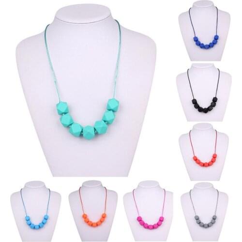 MHS.SUN New 100% Food Grade Special Hexagon Silicone Beads Necklace Nursing Baby Chewable Jewelry For Breastfeeding Women ST3018