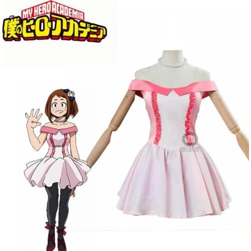 My Hero Academia Two Heroes Ochako Uraraka Cosplay Costume Pink Party Dress Outfit Carnival Cosplay Costume