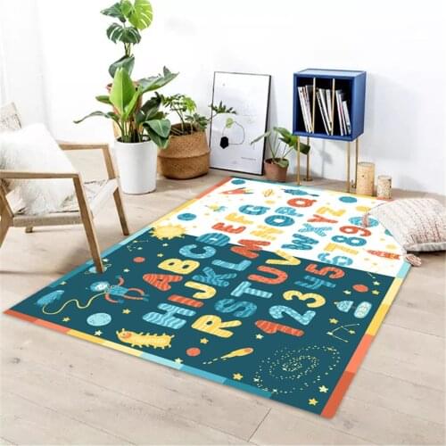 Cartoon Letter Number Space Children Room Carpet Bedroom Bedside Mat Nordic Cute Kids Play Mat For Girl Boys Hallway Carpet