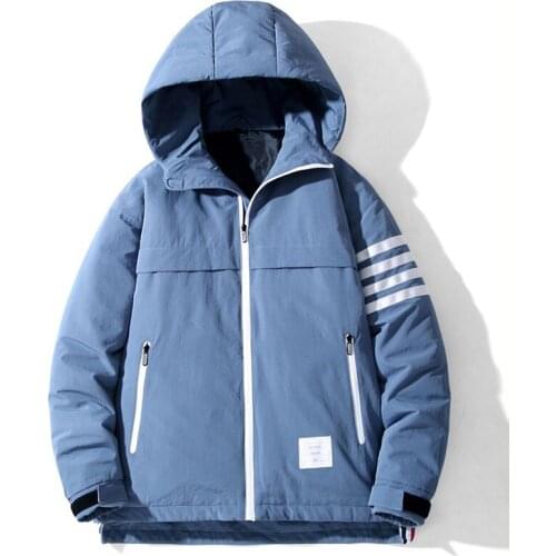 Striped Winter White Duck Down Jacket Men 2021 Brand New Warm Coat Mens Zipper Jacket Streetwear Male Outerwear Winter Clothing