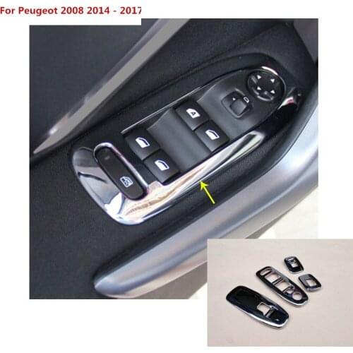 Top Quality car Armrest Lift Button inner door Window glass switch panel cover trim frame For Peugeot 2008 2014 2015 2016 2017