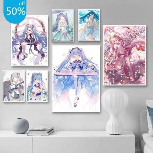 Japanese Anime Girl Miku Anime Posters Canvas Painting Wall Decor Poster Wall Art Picture for Living Room Decor Home Decor