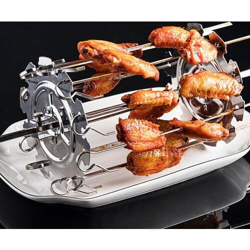 Kitchen Barbecue Air Fryer Accessories Stainless Steel Skewers Cage Roast Fork Grill Brush Picnic 304 Rotating Kebab Cage