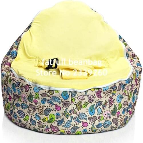 COVER ONLY, NO FILLINGS - Multi-functional Soft Baby Bean Bag Harness 2 tops Baby Bean Bag Sunflower Cover - yellow birds