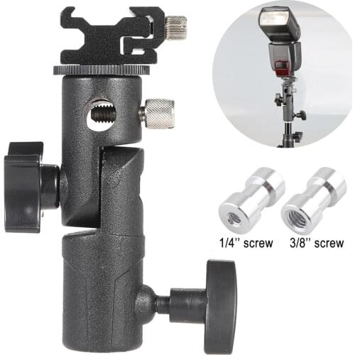E Type Universal Metal Flash Hot Shoe Speedlite Umbrella Holder Light Stand 1/4" to 3/8" screw mount swivel adapter Flash Bracke