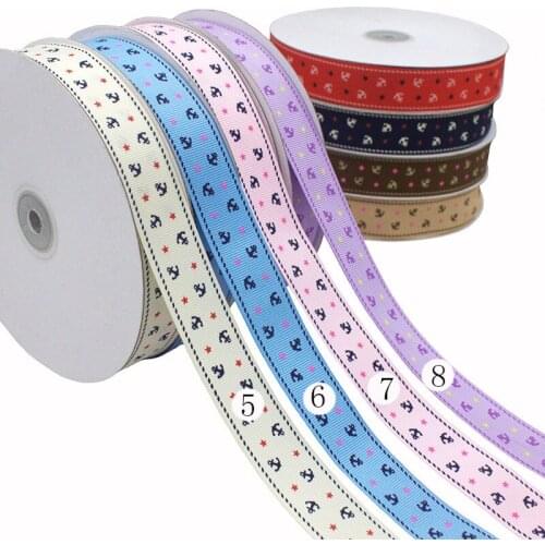 [IuBuFiGo] 10 yard 3/8"(9mm) Anchor Ribbon Grosgrain Printed Packing Boat Tape Wholesale 10Y1357