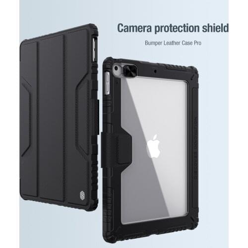 Camera Protection Bumper Case for Apple iPad 10.2 2019 /2020 8th Generation NILLKIN Magnetic PU Leather +Hard Plastic Flip Cover