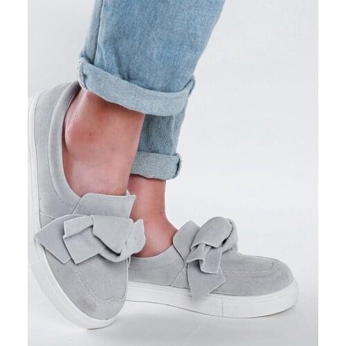 Women Loafers Plus Size Platform Slip On Bowtie Flat Shoes Sewing Casual Bowknot Shoe For Female Flock Moccasins Footwear