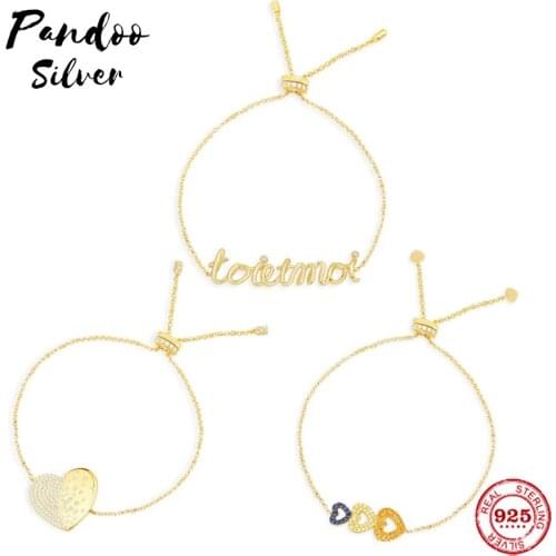 High Quality S925 Sterling Silver Jewelry 1:1 Copy,TOI ET MOI Adjustable Bracelet,Triple Heart Bracelet For Women Gift AB4263OXY
