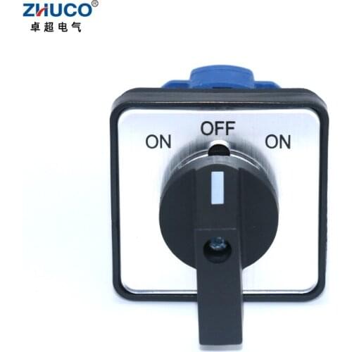 ZHUCO SZW26/LW26-20 ON-OFF-ON 20A 1 Pole D101.1 64X64 48X48 mm Panel mount Changeover Selector Universal Rotary Cam Switch