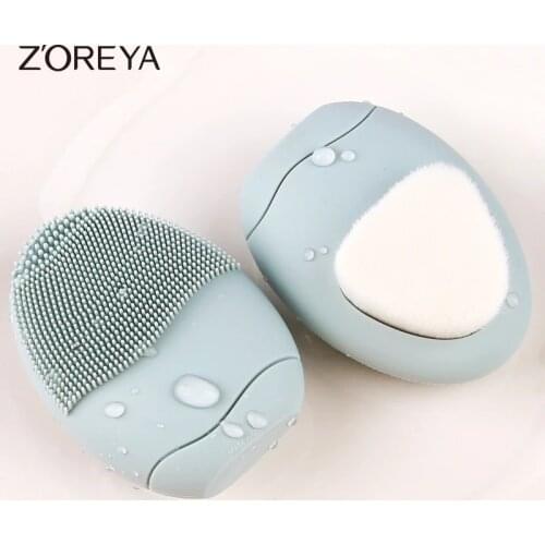 ZOREYA Double Silicone Wash Brushes Nylon Hair Face Facial Cleansing Makeup Brush Massage Pore Cleanser Beauty Skin Care Tool