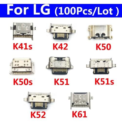 100Pcs/Lot, Micro USB Jack Charging Socket Charger Port Plug Dock Connector For LG K41S K51 K51S K52 K42 K61 K50 K50s