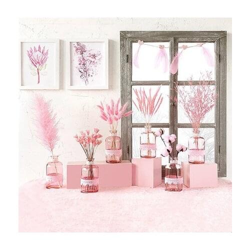 20Pcs/Bouquet of pink dried flowers vases romantic decoration elegant pressed flowers DIY Home Decorations Desktop accessorie