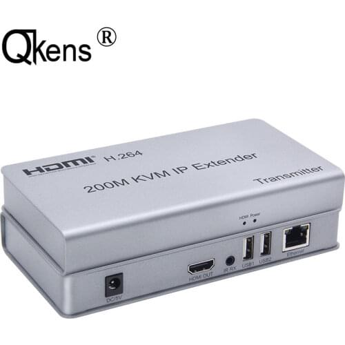 200M HDMI KVM IP Extender RJ45 Ethernet CAT 6 7 Cable Extension TX RX Cascade Connection USB Keyboard Mouse Laptop PC To Monitor