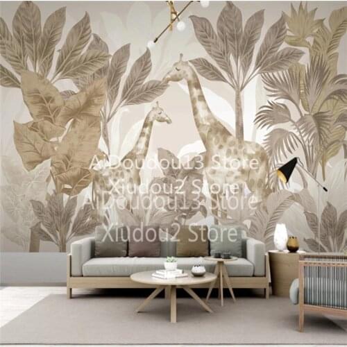 Milofi custom 3D wallpaper mural giraffe forest animal bedroom living room background wall high-end decorative wallpaper