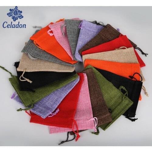 5pcs 10x14vm Vintage Natural Burlap Hessia Gift Candy Bags Wedding Party Favor Pouch Jute Gift Bags Hot Sale