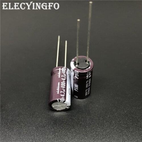 5pcs/50pcs 4.7uF 400V NICHICON PS Series 10x20mm Low Impedance 400V4.7uF Aluminum Electrolytic capacitor
