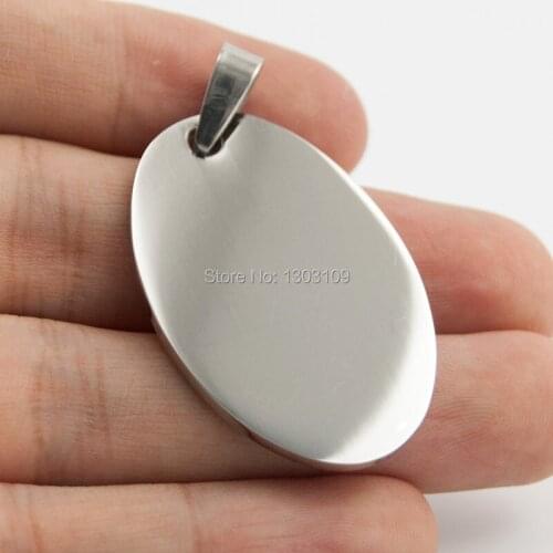 50pcs oval oblong DIY Pendant burnish polished jewelry fittings Necklace Pendant for women stainless steel wholesale