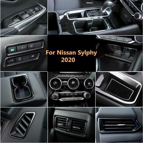 Car style Accessories For Nissan Sylphy 2020 Interior Drawing black Stainless steel Decoration Trim