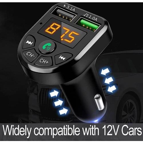 Bluetooth 5.0 Dual USB Ports FM MP3 Music Player Car Auto Phone Charger Adpater