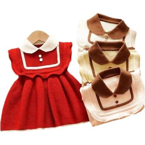 Baby Girl Sweater Dresses Knitted Sleeveless Kids Girls Clothes Fashion Party 1st Birthday Dress For Year Clothing