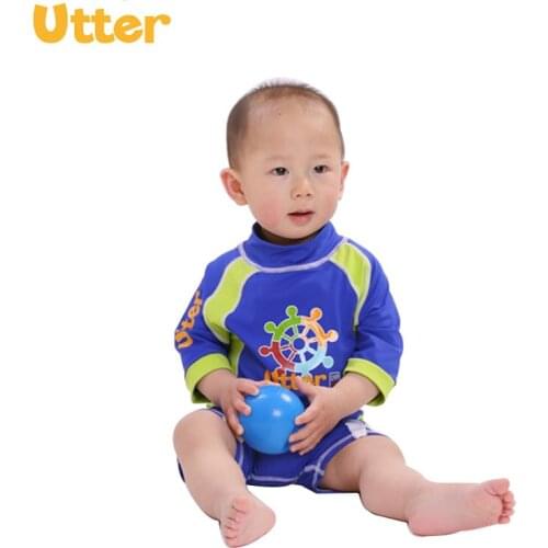 UTTER Baby Boy Cartoon Printing Short Sleeve T-Shirt Sun-protective Top Swimwear Rash Guard Swimsuit for Kids Sportswear