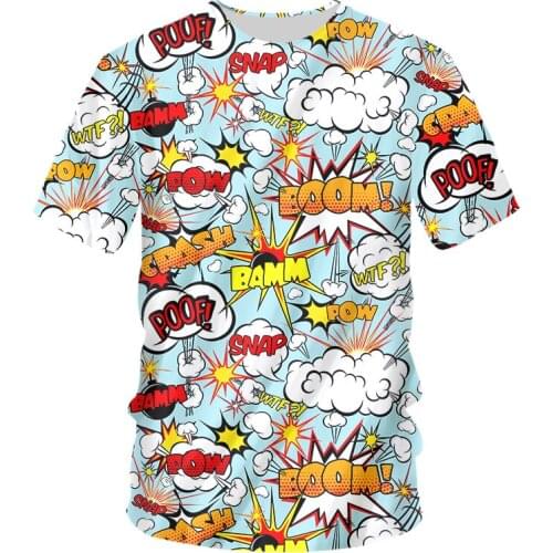 3D Funny Printed T Shirts Hipster Casual Abstract Anime BOOM Graffiti Short Sleeve Shirt Men Women Streetwear t-shirt female