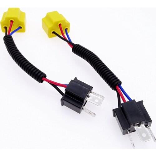 2Pcs Light Socket LED Bulb Adapter Female To Male Wired Harness Adpater Base Kit for H4 Fog Light Bulb Car Accessories