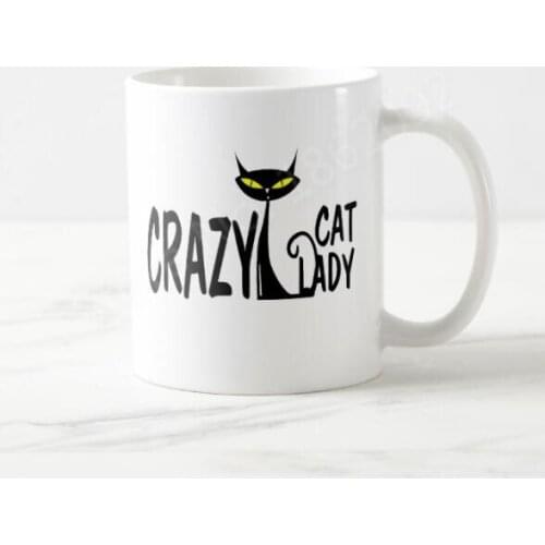 Hot Crazy Cat Lady Milk Coffee Mug Tea Cup Black Cat Paws Ceramic Cups Mugs Cute Chic Kiteen Cats Lover Gifts for Coworker Home