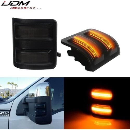 IJDM (2) Smoked Lens Amber LED Side Mirror Marker Lamps For 2008-16 Ford F250 F350 F450 Super Duty