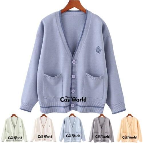 6 Colors Autumn Winter Womens Girls Long Sleeve Knit Cardigan V Neck Sweaters Outwear For JK School Uniform Student Clothes