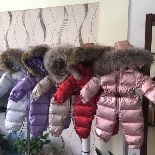 Winter down Baby Romper Hooded Silver Gold Children Costume Toddler Romper Thick Warm Outfit New Born Boy Girl Jumpsuit overalls