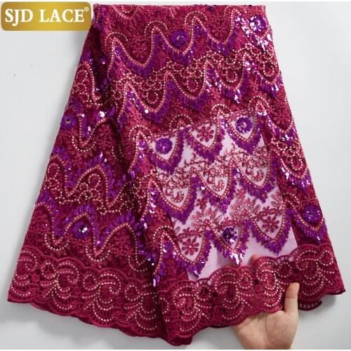 SJD LACE Lovely Sequins Design French Tulle Lace Fabric High Quality African Lace Fabric Embroidery Milk Silk For Wedding A2296