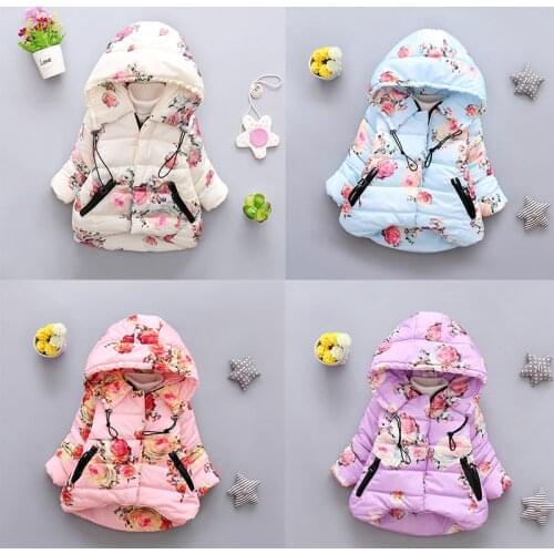 Baby Girls Lightweight Down Coat Infant Girls Fashion Warm Outfit Winter Children Warm Coat Flower Outfit Clothing