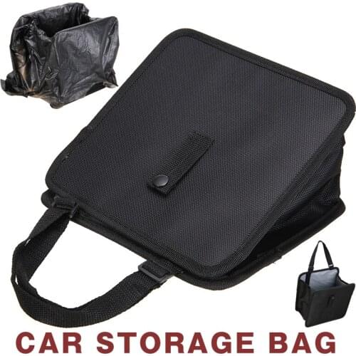 Mayitr 1pc Black Folding Car Trash Storage Bag Large Capacity Car Seat Back Hanging Organizer for Stowing Tidying Interior Parts
