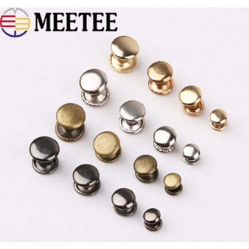 Meetee 100pcs 6-12mm Metal Hitting Nails Buckle One-sided/Double-sided Pin Rivets Button DIY Bag Decor Rivets Pin Hook Accessory