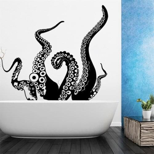 Octopus Beard Wall Sticker Living Room Decoration Mural Bathroom Door Decor PVC Adhesive Sea Animal Wallpaper Decals Home Design