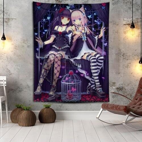 Hot Sale Custom Anime NEKO WORKS Printed Tapestry Background Decorative Tapestry Various Sizes Wall Hanging Decor