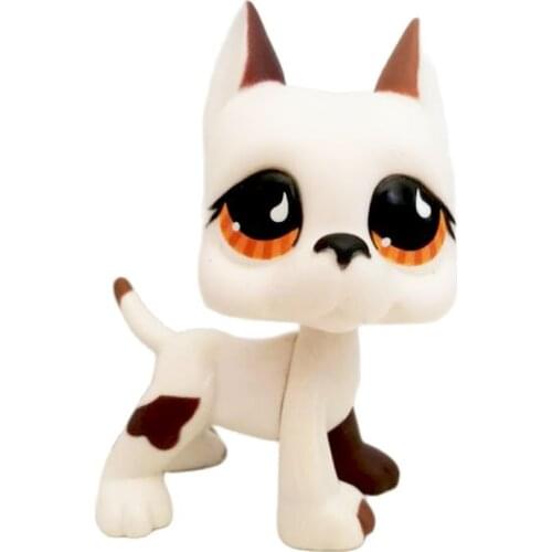 LPS CAT Genuine Original white Dog Great Dane #750 brown eyes cute mini Littlest pet shop cute toys animal Collection girl gifts