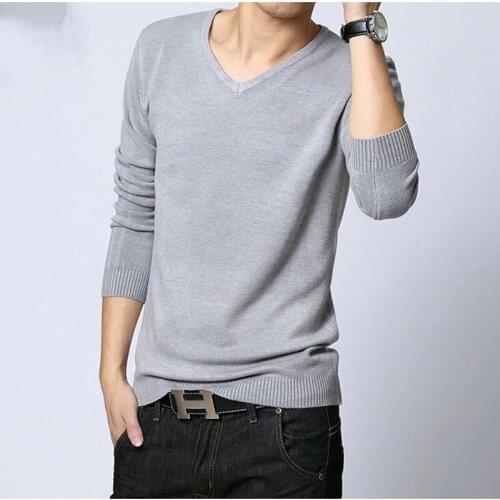 New mens knitting sweaters V-neck pullovers long sleeved men slim casual sweaters