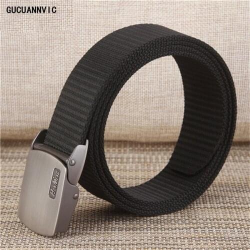 NEW Automatic Buckle belts for men military belt outdoors Plain Webbing sport men belt mental buckle luxury fashion