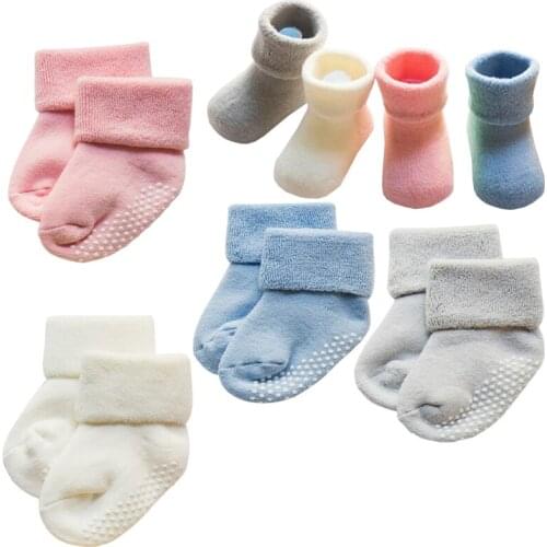 2Pair/lot autumn and winter childrens socks 0-1years old baby socks non-slip cotton socks for boys and girls