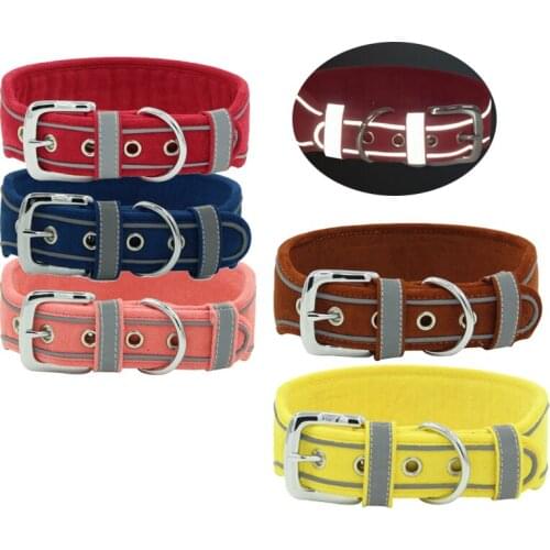 /panDaDa Personalized Dog Collar Detachable Leather Reflective Strips Dog Collar Big Dog Accessories For Puppy Pet Supplies