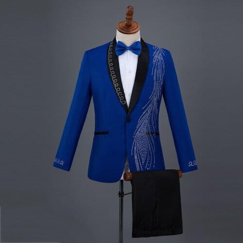 Jacket Male Costume Men Slim Coat Suit Set Formal Clothing Wedding Outerwear Singer Nightclub Party Performance Show Wear DT765