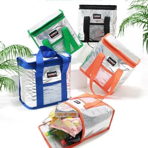 Portable Lunch Insulated Cooler Bag Folding Aluminum Foil Thermal Women Candy Color Ice Bags Kids Student Food Picnic Cooler Bag