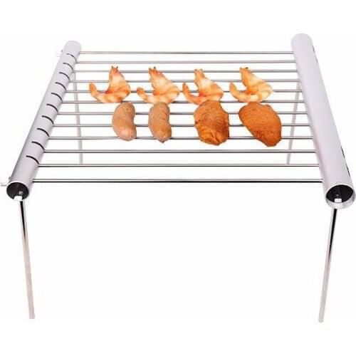 Portable Metal BBQ Grill Outdoor Camping Stainless Steel Barbecue Rack Assemble Tools Handy Grill