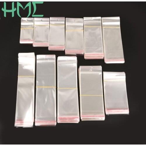 New 100pcs/bag Different Size Transparent Clear Self-Adhesive Plastic Storage Bag with Header DIY Jewelry Packaging Gift