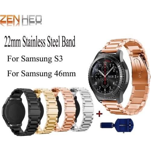 22mm stainless steeel Watchband for Samsung Gear S3 Classic/S3 Frontier/galaxy watch 46mm Adjustable Wrist Strap Link Bracelet